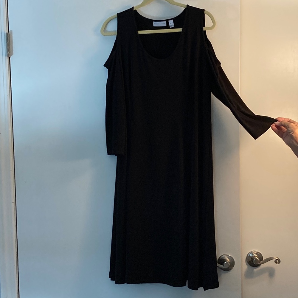 Susan Graver Black Cold Shoulder Dress